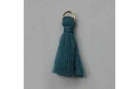 Pompon 25mm con anilla dorada Azul Piedra