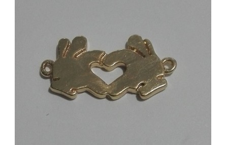 Emoticono Corazón 14*8mm dobre anilla dorado