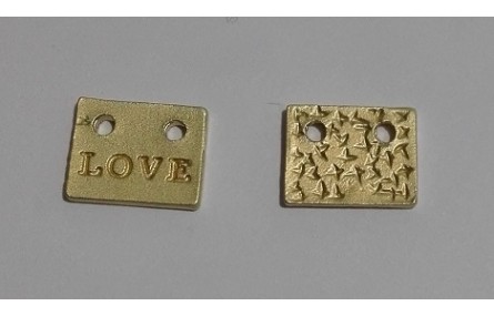 Chapita rectangular Love Oro Mate 9*7mm