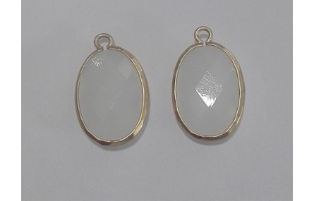 Pieza Ovalo cristal con metal 18*13mm blanco opal